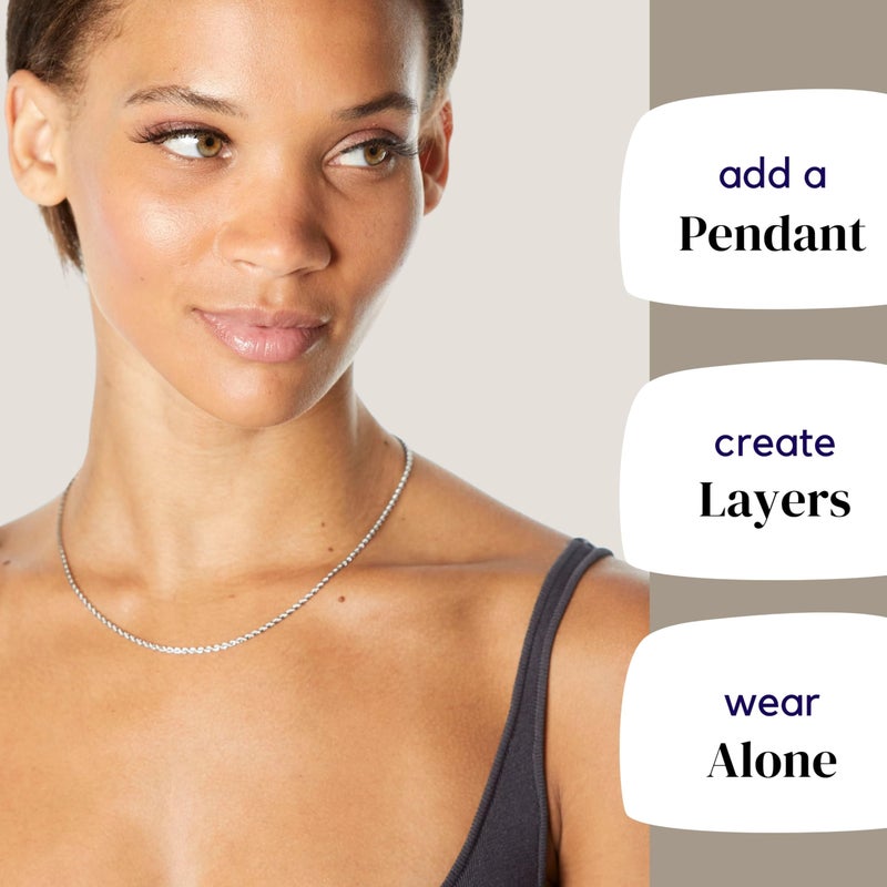 KISPER 24k White Gold Rope Chain Necklace â€“Thin, Dainty, White Gold Plated Stainless Steel Jewelry for Women & Men with Lobster Clasp, 20" - Image 3